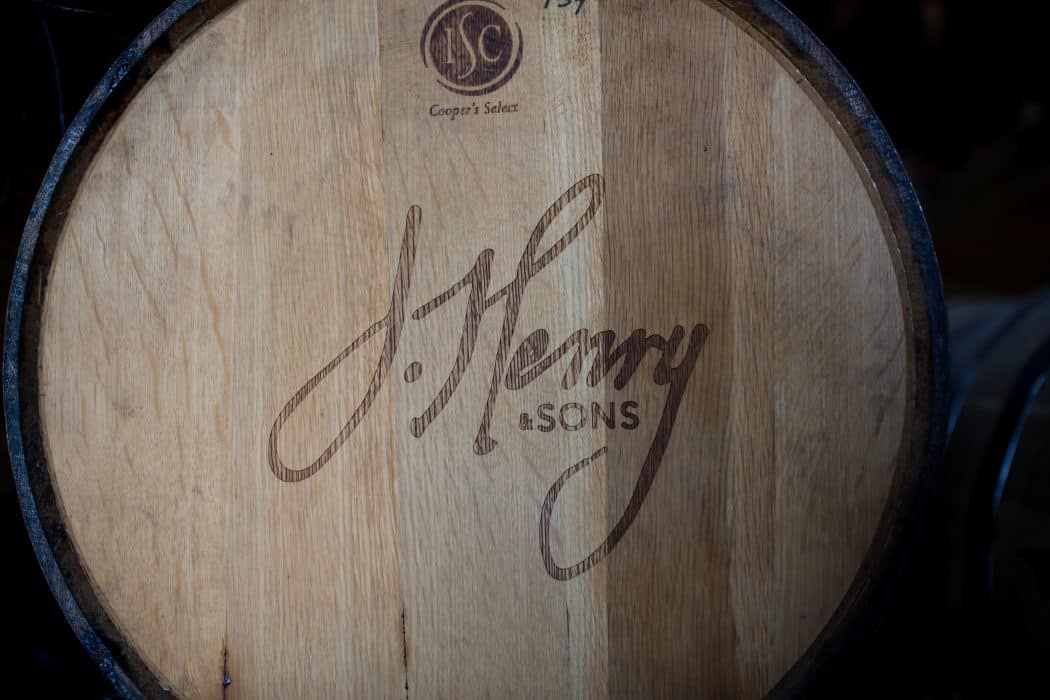 A barrel of bourbon at J. Henry & Sons bourbon farm and tasting room. 