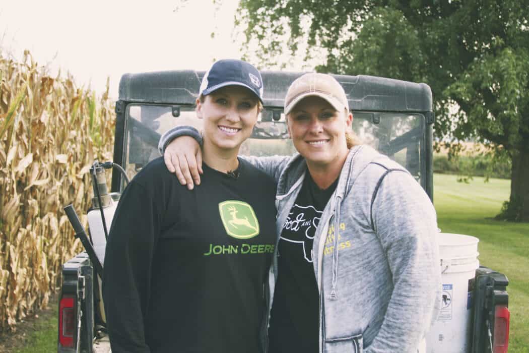 Cristen Clark, Food and Swine, and her sister, Tanna on the farm together. 