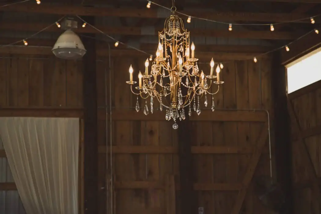 Wedding barn venue chandelier